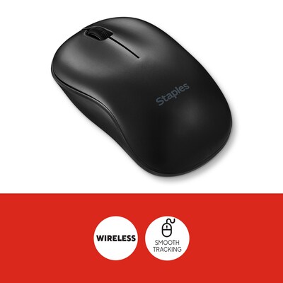 Staples TECH Wireless Ambidextrous Optical USB Mouse, Black (ST62601)