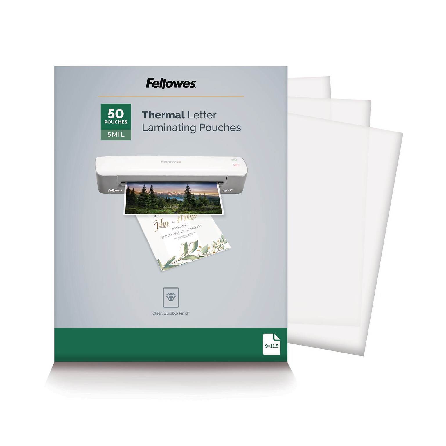 Fellowes Thermal Laminating Pouch, Letter Size, 5 Mil, 50/Pack (5744501)