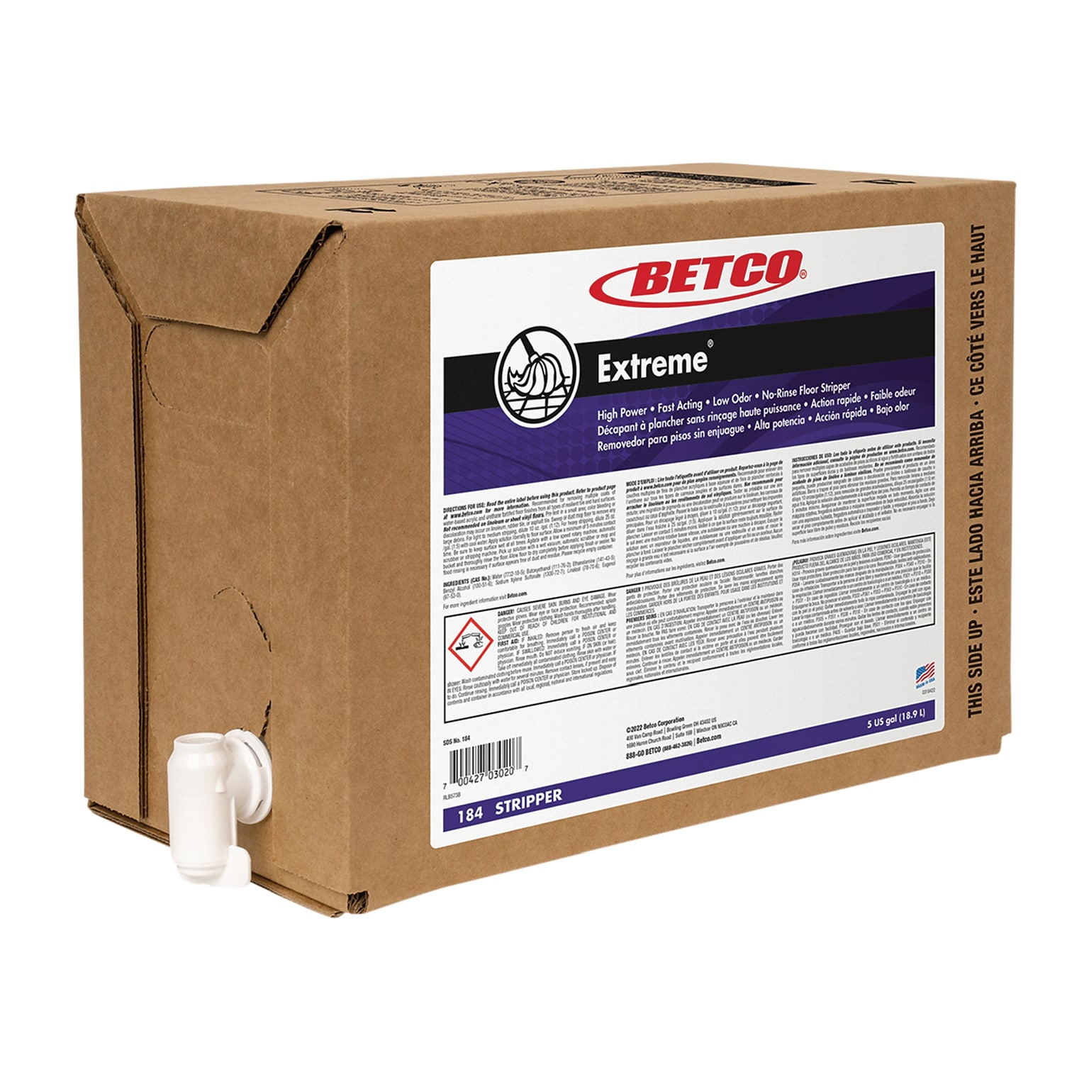 Betco Extreme Floor Stripper, Lemon Scent, 5 Gal. (184B500)