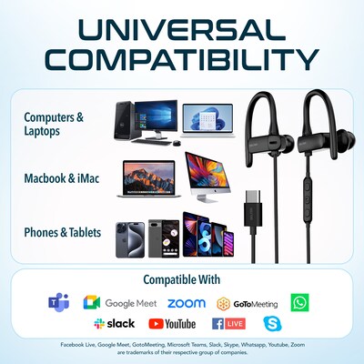 Delton 24EC Wired Stereo Earbuds, USB-C, Black (DWH24EC)