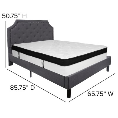 Flash Furniture Brighton Tufted Upholstered Platform Bed in Dark Gray Fabric with Memory Foam Mattress, Queen (SLBMF15)
