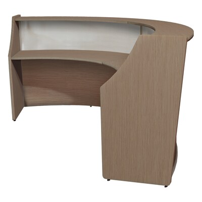 Regency Marque 124.25"W Curved Plexi Double-Unit Reception Desk Workstation, Noble Oak (77312NO)