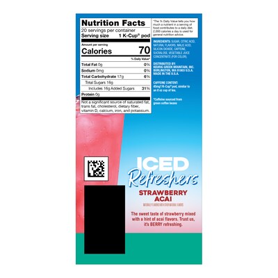 The Original Donut Shop Iced Refreshers Strawberry Acai, Keurig® K-Cup® Pods, 20/Box (5000379382)