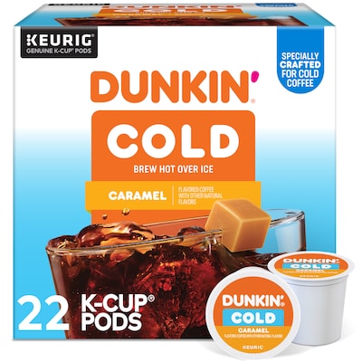 Dunkin Cold Caramel Iced Coffee Keurig® K-Cup® Pods, Medium Dark Roast, 22/Box (5000375314)