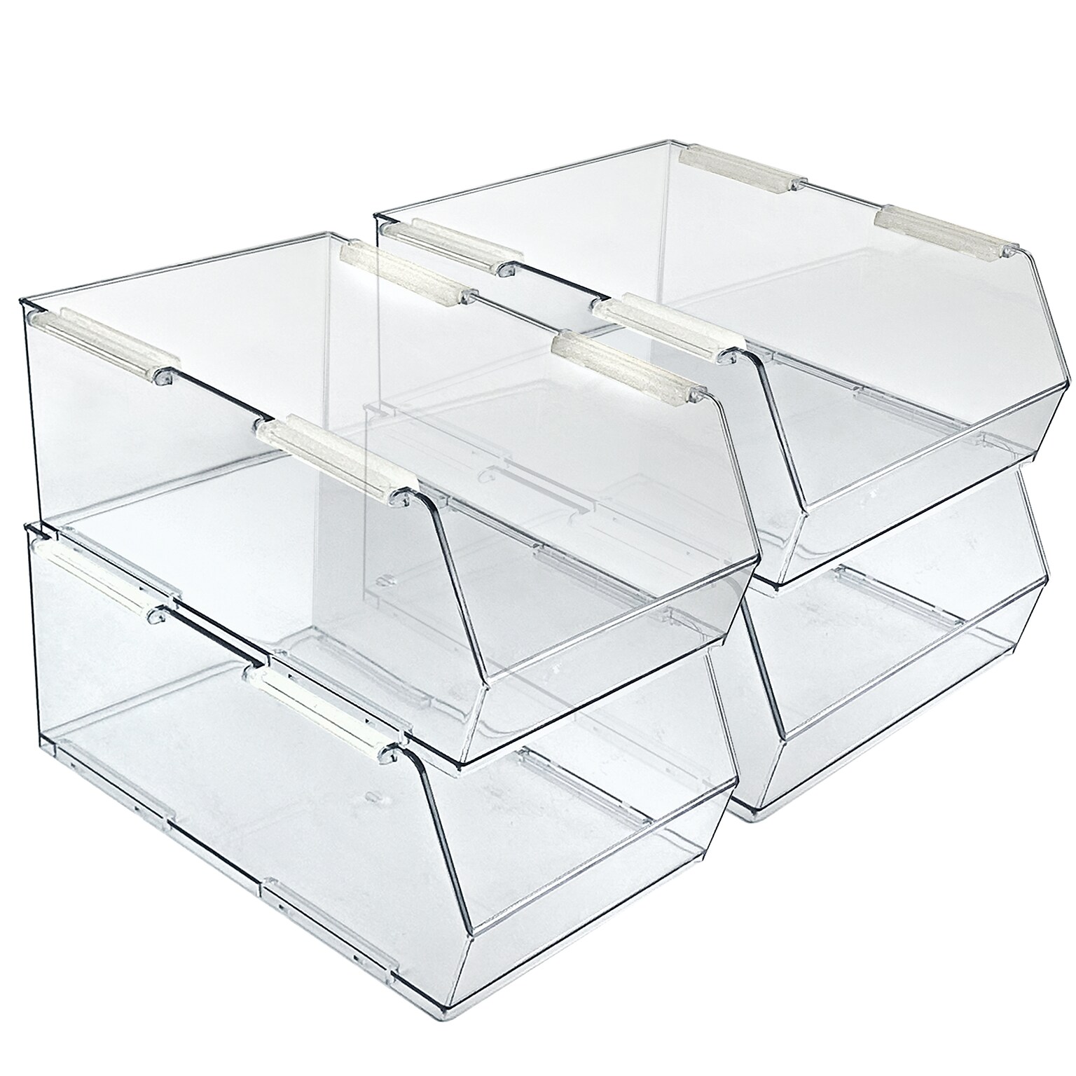 Azar Displays Large Narrow Plastic Storage Bin, Clear, 4/Pack (556712-4PK)