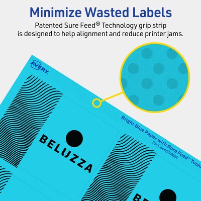 Avery Printable Rectangle Multipurpose Labels, 3" x 3.75", Bright Blue, 480/Box (94248)