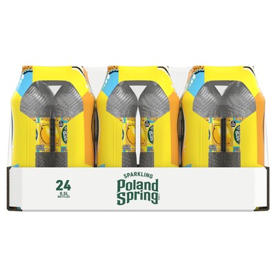 Poland Spring Sparkling Water, Lively Lemon, 16.9 oz. Bottles, 24/Carton (12349569/100965)