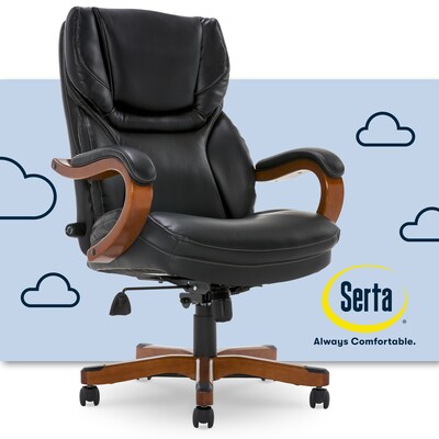Serta Conway Ergonomic Bonded Leather Executive Big & Tall Chair, 350 lb. Capacity, Black/Brown (CHR100007)