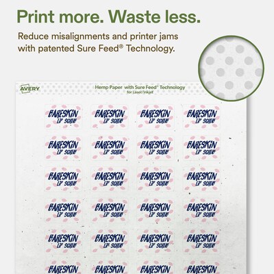 Avery Hemp Rectangle Laser/Inkjet Multipurpose Labels, 1" x 1-1/2", Off-White (640/Pack)