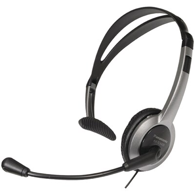 Panasonic Comfort-Fit On-Ear Foldable Headset, 10/Pack, Silver & Black (KX-TCA430)