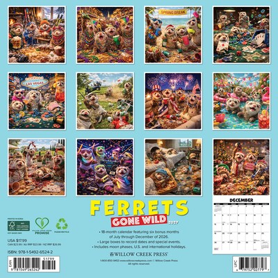 2027 Willow Creek Ferrets Gone Wild   12 x 12 Monthly Wall Calendar (65242)