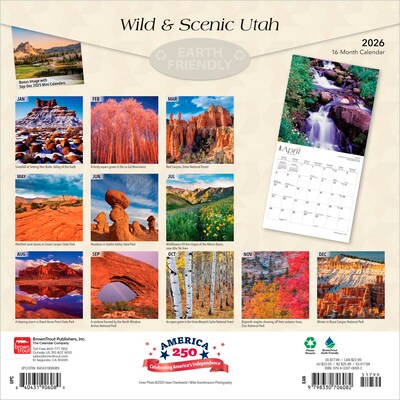 2026 BrownTrout Utah Wild & Scenic 12 x 12 Monthly Wall Calendar (9798330706082)