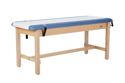 Aristo Wood H-Brace Physician Exam Table with Paper Cutter, and Holder, 500lbs. Capacity, Blue (ADI996-HBFP-BLU)