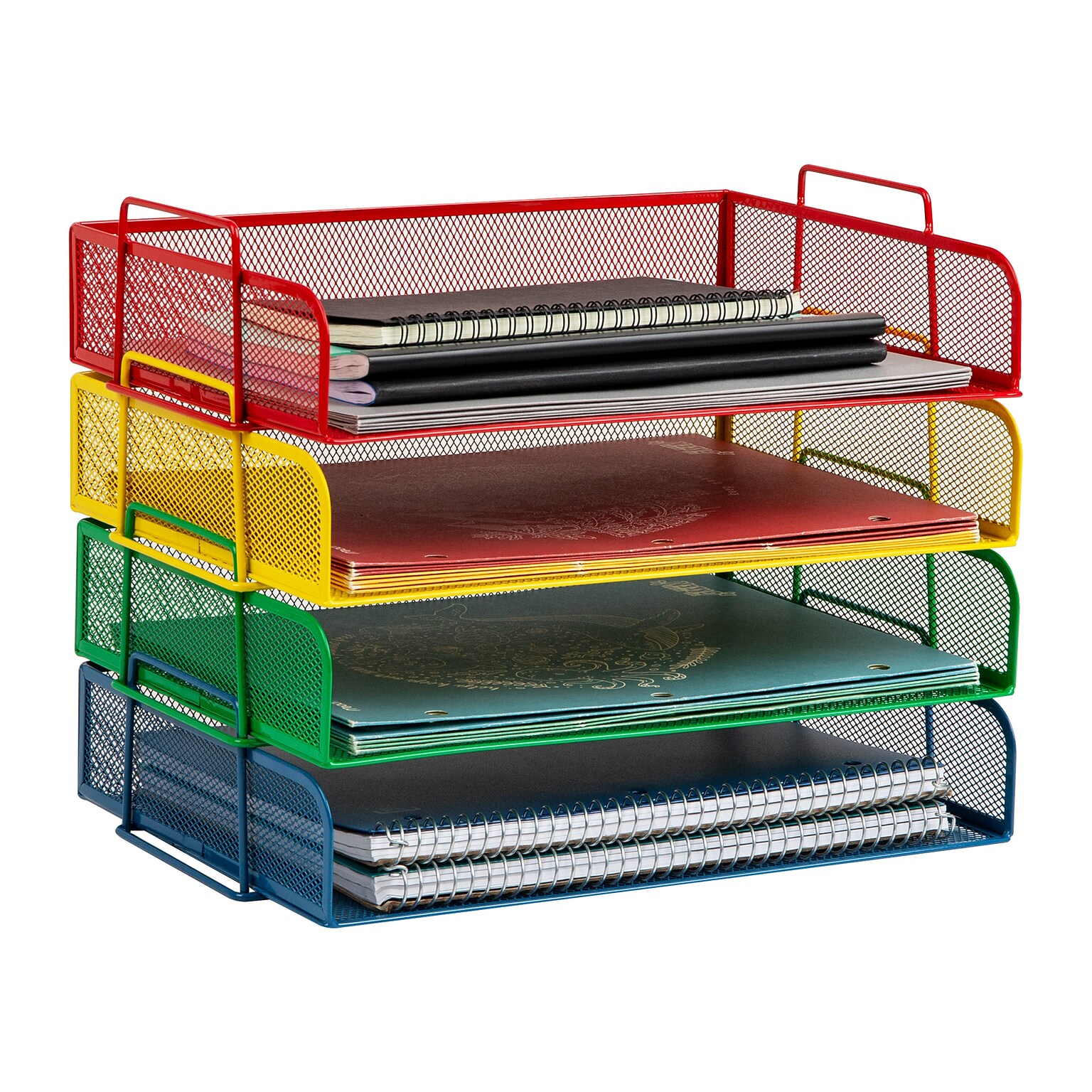 Mind Reader Metal Side Loading Stackable Letter Tray, Multicolored (DSTACK4-ASST)
