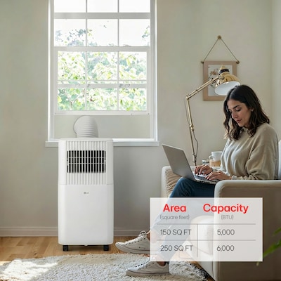LG 115-Volt 7000 BTU (5000 BTU DOE) Portable Air Conditioner with Remote, White (LP0526PWF)