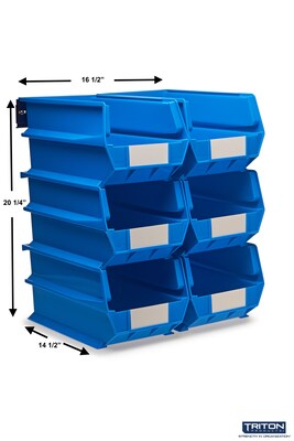 Triton Products 14-3/4 L x 8-1/4 W x 7 H LocBin Wall Storage Bin, Blue, 6/CT (3-240BWS)