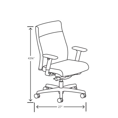 HON Ignition 2.0 Ergonomic Vinyl Upholstered Swivel Task Chair, Basalt (HIWMU.Y2.A.TS.SX23.NL.SB.T)