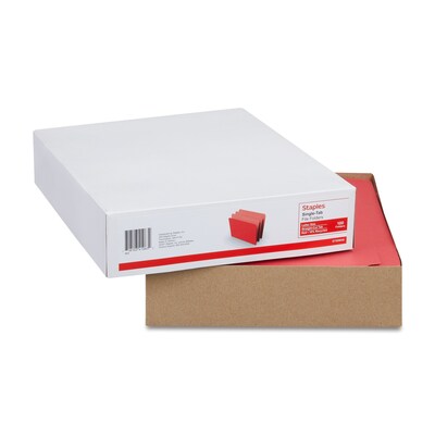 Staples File Folder, Single Tab, Letter Size, Red, 100/Box (ST509646-CC)