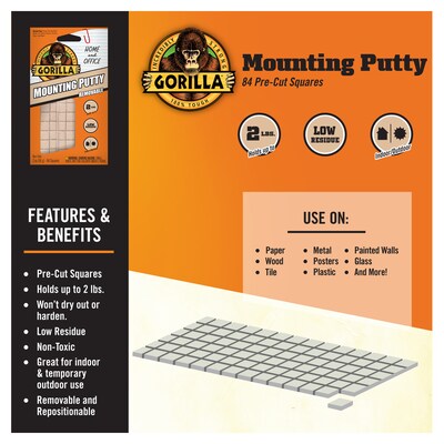 Gorilla Removable Mounting Putty, 2 oz., Beige (102745)