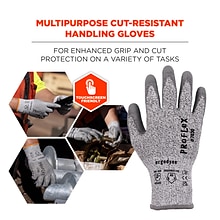 Ergodyne ProFlex 7030 PU Coated Cut-Resistant Gloves, ANSI A3, Gray, Large, 1 Pair (10464)