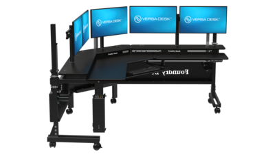 VersaDesk Foundry Bench 80W Electric Corner Adjustable Standing Desk, Black (FBC8080-BB-APP)