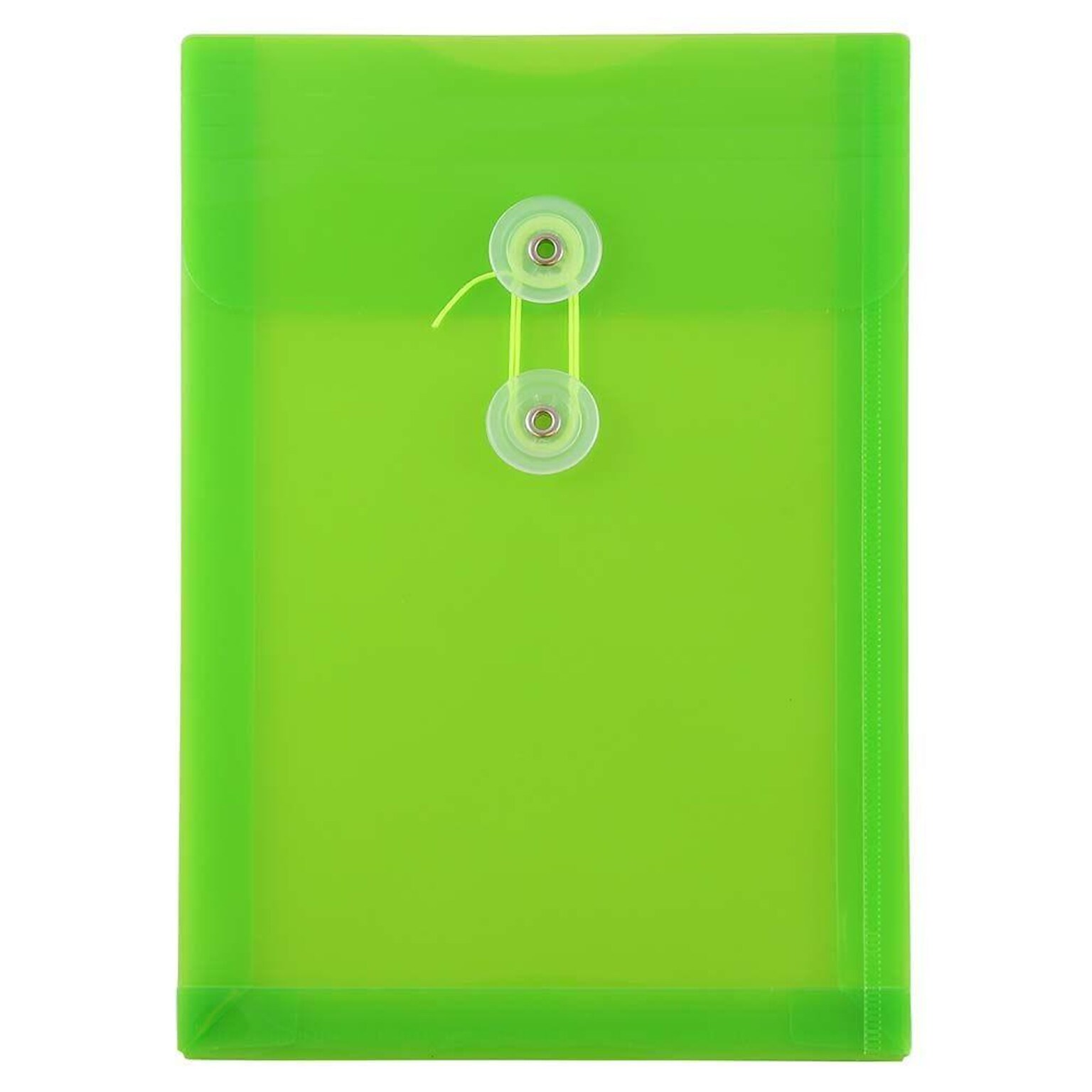 JAM Paper Premium Plastic Filing Envelope with Button & String Closure, 6 1/4 x 9 1/4, Lime Green, 3/Pack (472B1LIX3)