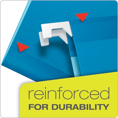 Pendaflex Reinforced Hanging File Folders, 1/5 Tab, Letter Size, Blue, 25/Box (PFX 4152 1/5 BLU)