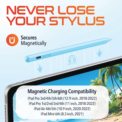 Delton DAP7 Stylus Pen, Wireless Magnetic Charging, Blue (DAP7BL)