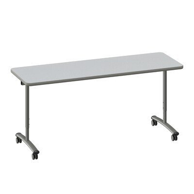 Correll 72W x 30D Adjustable Foldable Rectangular Training Room Table, Laminate, With Wheels, Gray Granite (FTS3072TF151413)