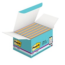 Post-it Super Sticky Notes, 4 x 6, Supernova Neons Collection, Lined, 45 Sheets/Pad, 24 Pads/Pack