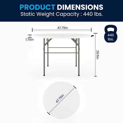 Flash Furniture Freeman Folding Table, 47.75" x 47.75", Granite White (DAD122RZ)