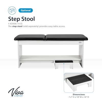 Viva Comfort Alto Electric Height Adjustable Exam Table with Shelves, Step Stool, 400lb Capacity, Black (996-14-BLK-SS-OS-MK)