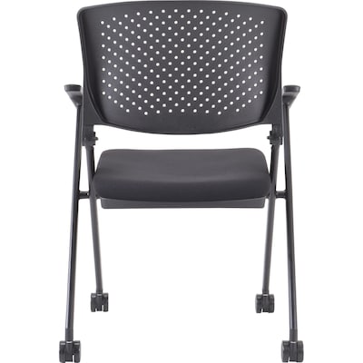 Lorell Nesting Fabric Office Nesting Chair, Black, 2/Carton (LLR41847)