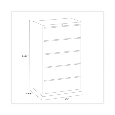 Hirsh Industries® Lateral File Cabinet, 5 Letter/Legal/A4-Size File Drawers, Charcoal, 36 x 18.62 x 67.62