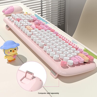 SaharaCase Wireless Ergonomic Keyboard and Mouse Combo, Pink (KB10)