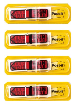 Post-it® 'Sign Here' Message Flags, .47" Wide, Red, 80 Flags/Pack (684-RDSH)