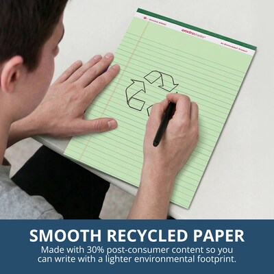 Roaring Spring Paper Products Enviroshades Notepad, 8.5" x 11.75", Wide Ruled, Green, 50 Sheets/Pad, 3 Pads/Pack (74193)