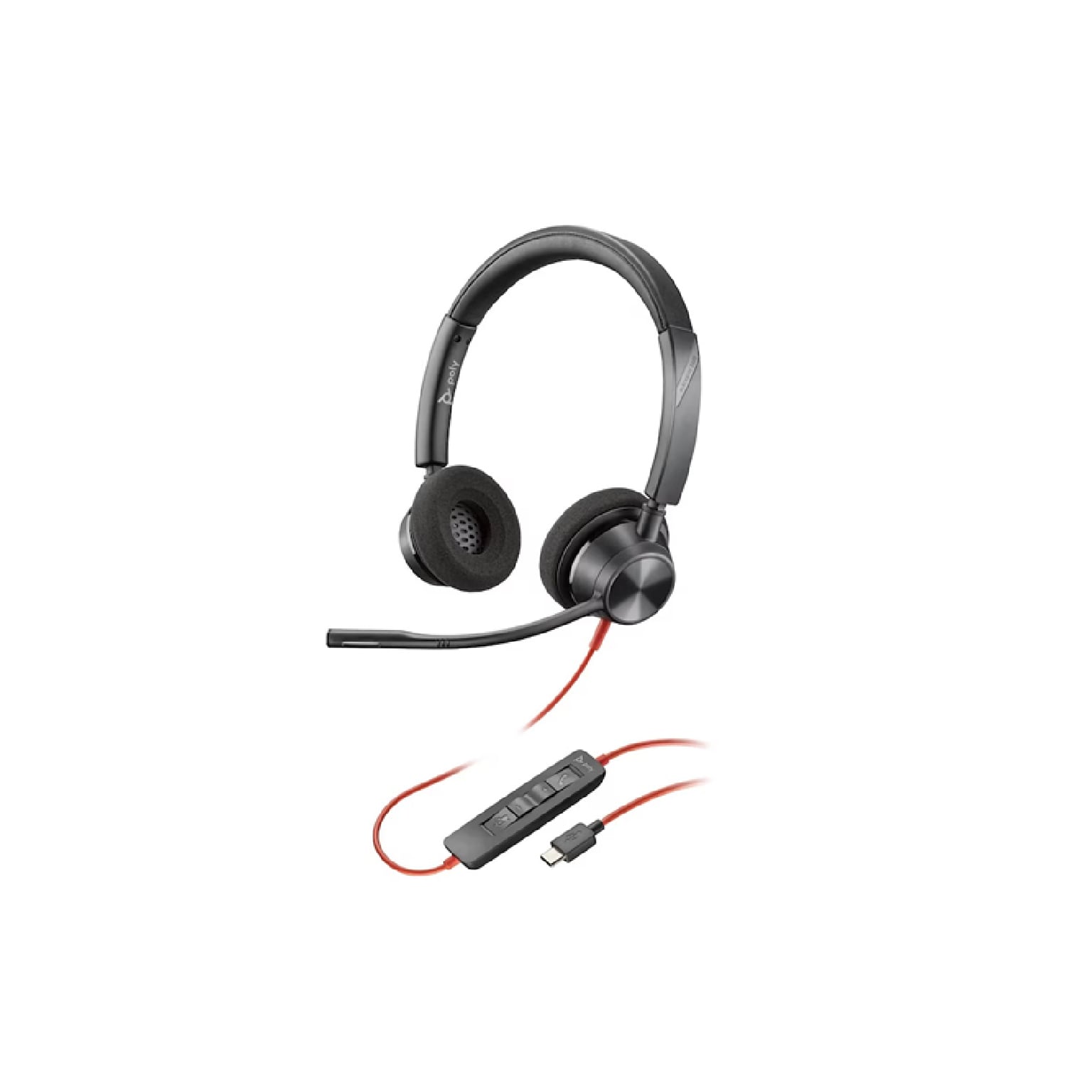 Poly Blackwire 3320 Binaural USB-C Noise Canceling Stereo Headset, Black (8M3U9AA#ABA)