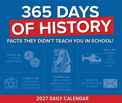 2027 Willow Creek 365 Days of History 6.2" x 5.4" Daily Day-to-Day Calendar, Assorted Colors (63163)
