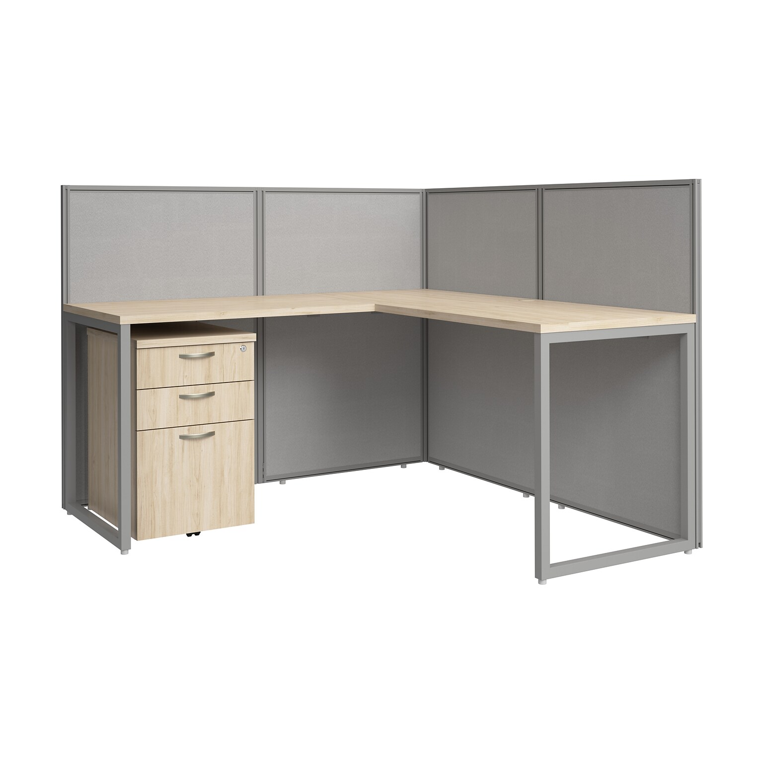 Bush Business Furniture Easy Office 45H x 60W L-Shaped Cubicle Panel Workstation, Natural Elm (EOD360SNE-03K)