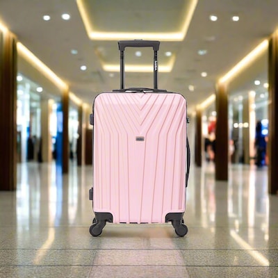 InUSA Vasty 22.44" Hardside Suitcase, 4-Wheeled Spinner, TSA Checkpoint Friendly, Pink (IUVAS00S-PNK)