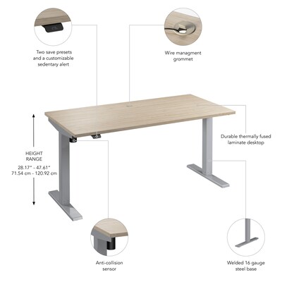 Bush Business Furniture Move 40 Series 60"W Electric Adjustable Standing Desk, Natural Elm/Cool Gray Metallic (M4S6030NESK)