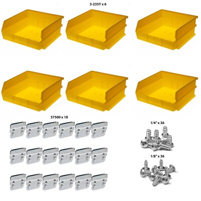LocBin BK-235 11L x 11W Bin Kit 6 CT, Yellow
