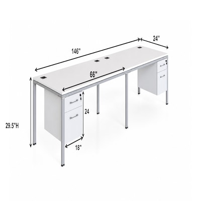 Boss Office Products Simple System 66W Desk with Pedestal, Driftwood, 2/Set (SGSD006-202)