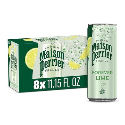 Perrier Flavored Lime Sparkling Mineral Water, 11.15 oz., 8 Cans/Pack (NES31086)