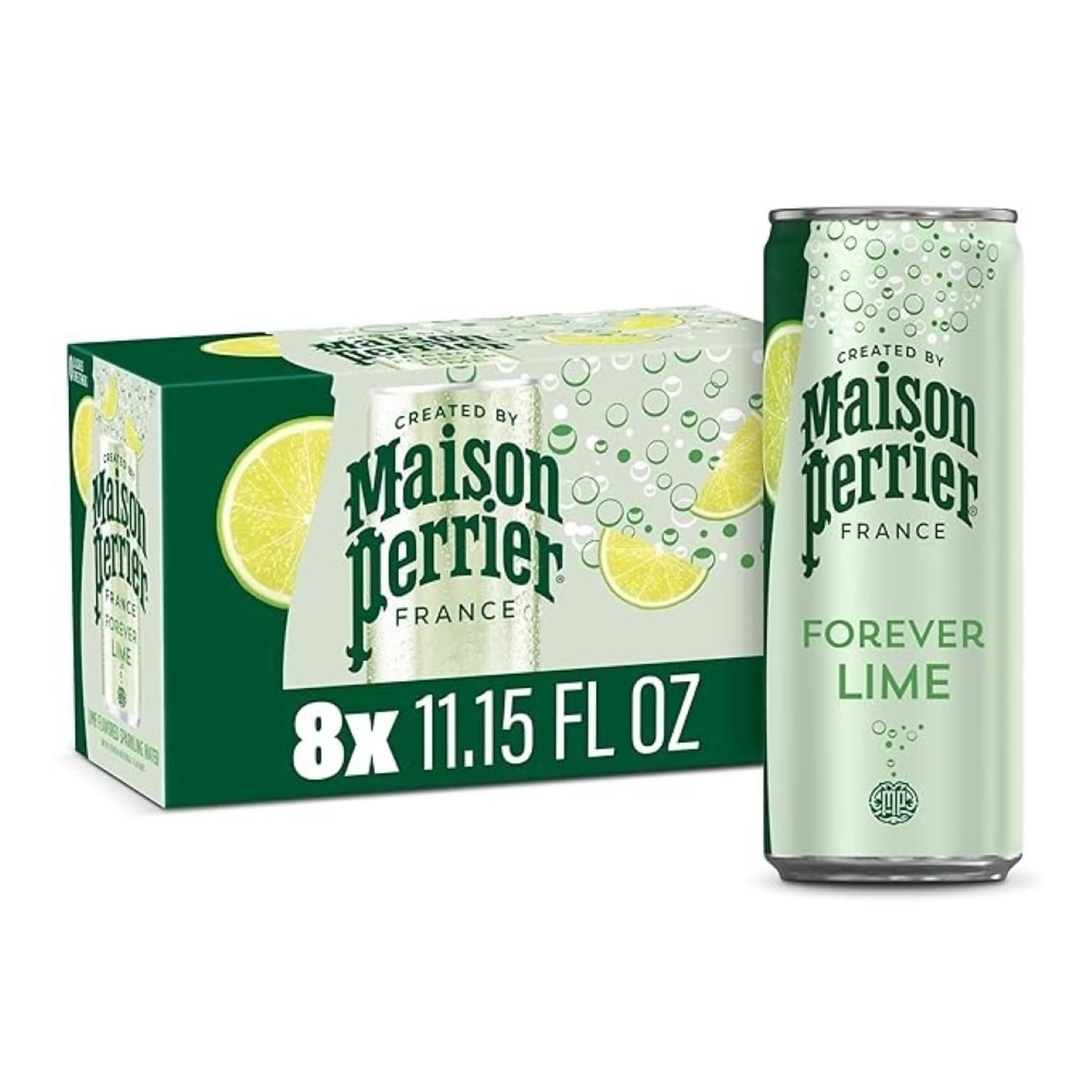 Perrier Flavored Lime Sparkling Mineral Water, 11.15 oz., 8 Cans/Pack (NES31086)