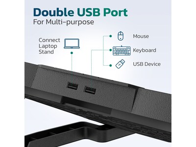 Purely C14 Height-Adjustable 17” Laptop Cooling Pad Stand with 4 Fans, 2 USB Ports (PLSC14)