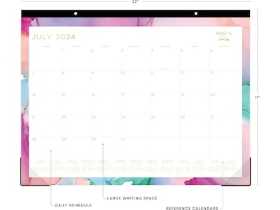 2024-2025 Blue Sky Ashley G Multicolor Smoke 22" x 17" Academic Monthly Desk Pad Calendar (148668-A25)
