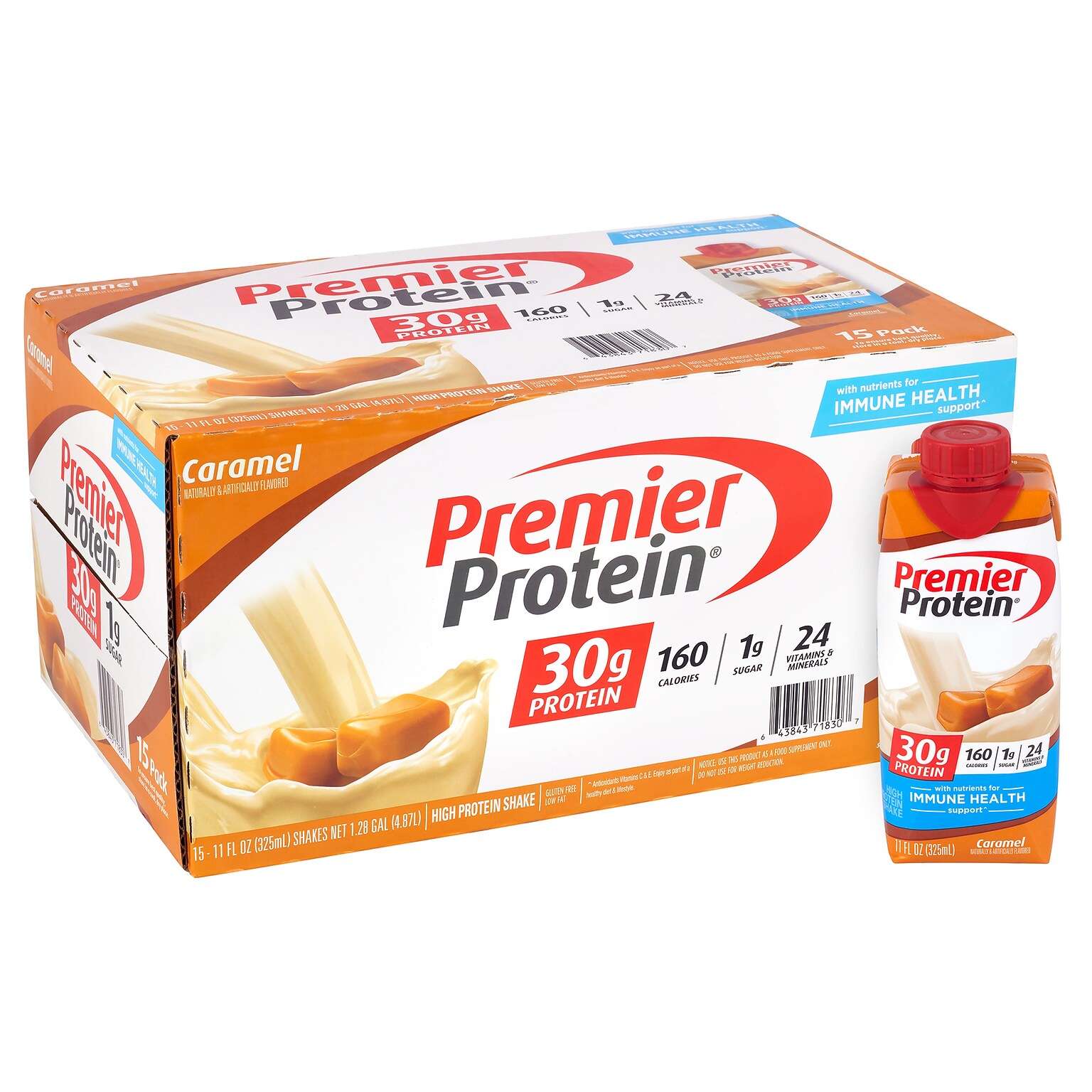 Premier Protein Caramel Protein  Shake, 11 oz.,15/Pack (220-02616)