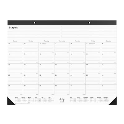 2025-2026 Staples 22 x 17 Academic Monthly Desk Pad Calendar, Black (ST12952-25)
